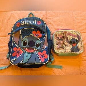 Disney Stitch Blue and Pink Backpack with Lunchbox